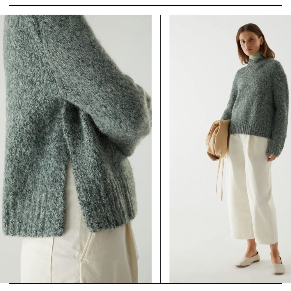COS Green Heathered Cowl Neck Sweater - Picture 6 of 14